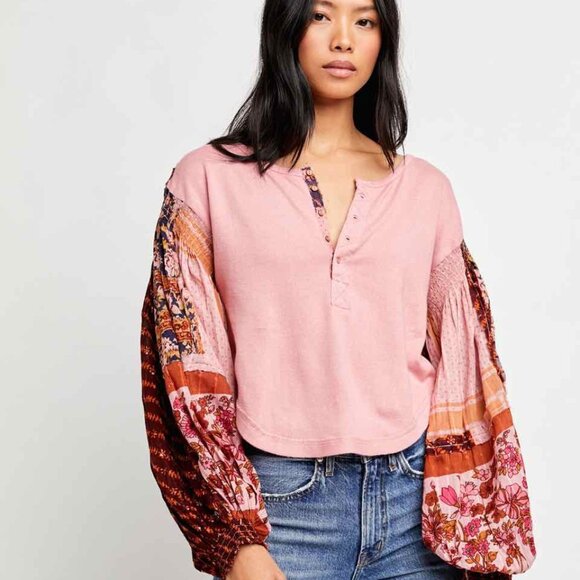 Free People “Light Magic Henley” - Pink - Size S - Picture 1 of 6